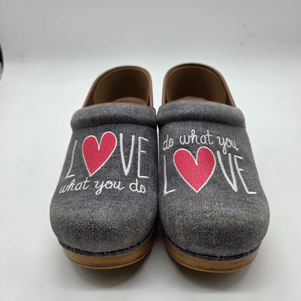 Dansko Twin Pro "Love What You Do" Clogs Gray Women's Size 39 US 9